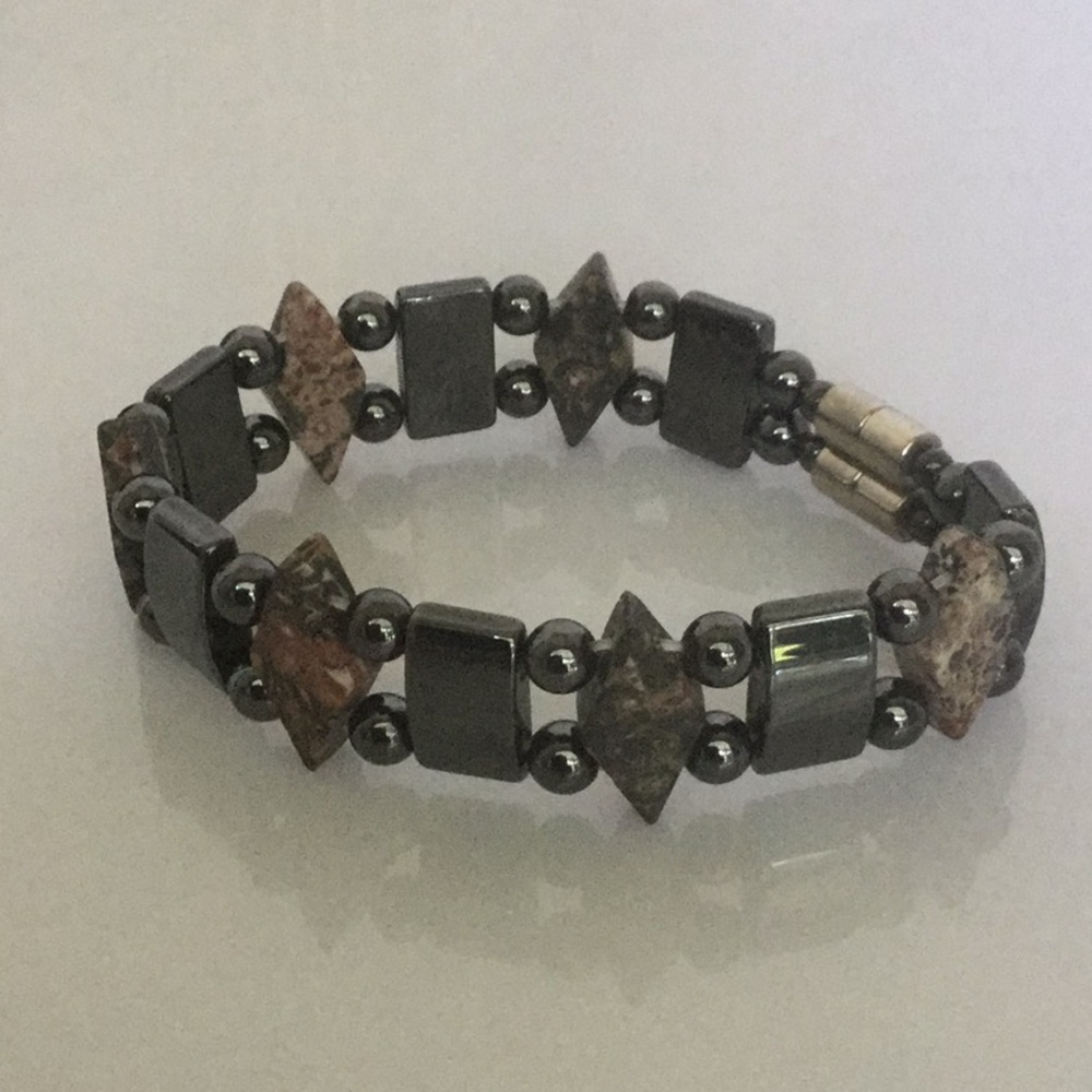 8”Hematite & Diamond Cut Red Jasper Stones Magnet
